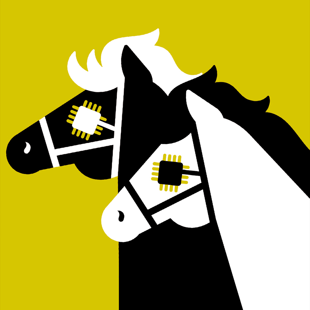 Rough concept for an Editorial illustration depicting AI race, The New York Times, by Giulio Bonasera