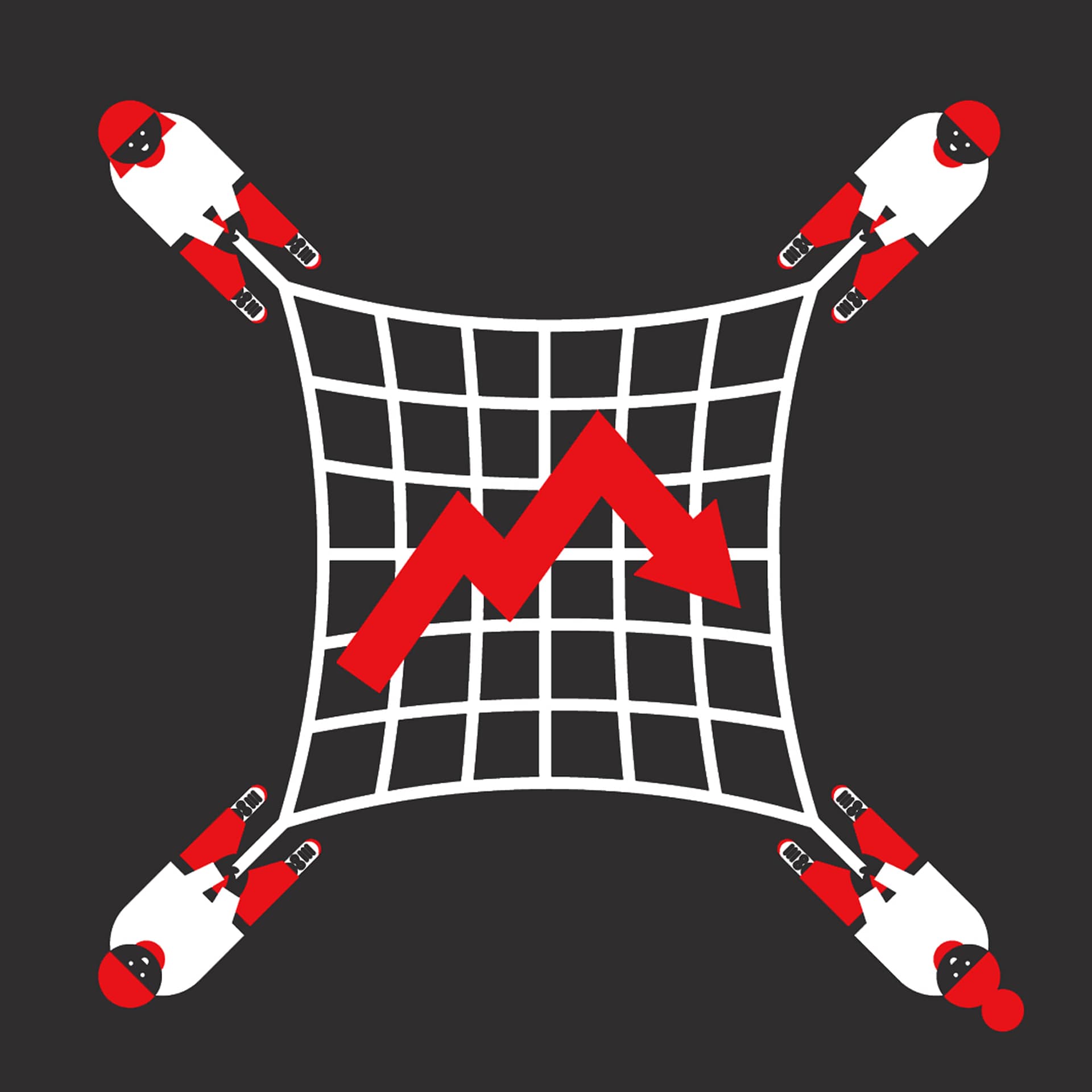 Conceptual editorial illustration about financial risk and market volatility, drawn in a minimal and stylized graphic language.
